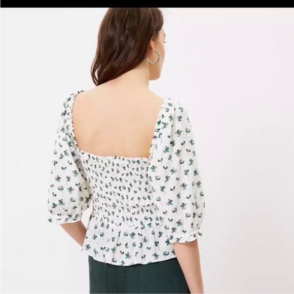 LOFT Plus Floral Smocked Peplum Blouse - Picture 7 of 9